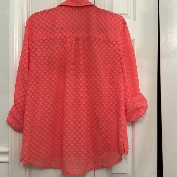 Chico’s Coral Pink Sheer Blouse - Picture 2 of 6